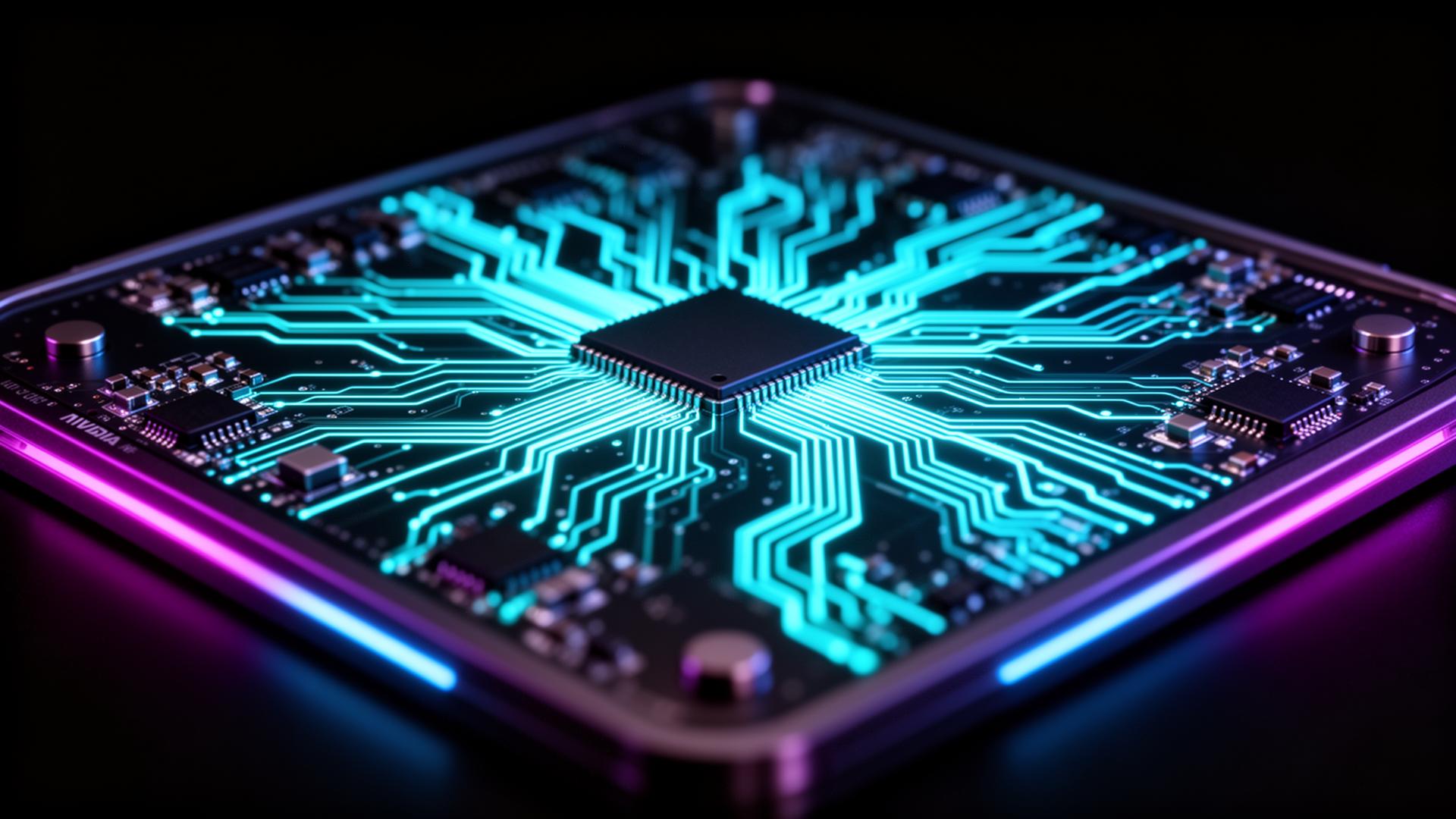 Vardhan Electronics semiconductor chip with glowing circuit traces